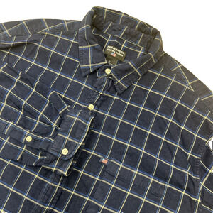 Ralph Lauren Polo Jeans Co Flannel Plaid Shirt Men's L/XL Navy Blue Preppy Y2K